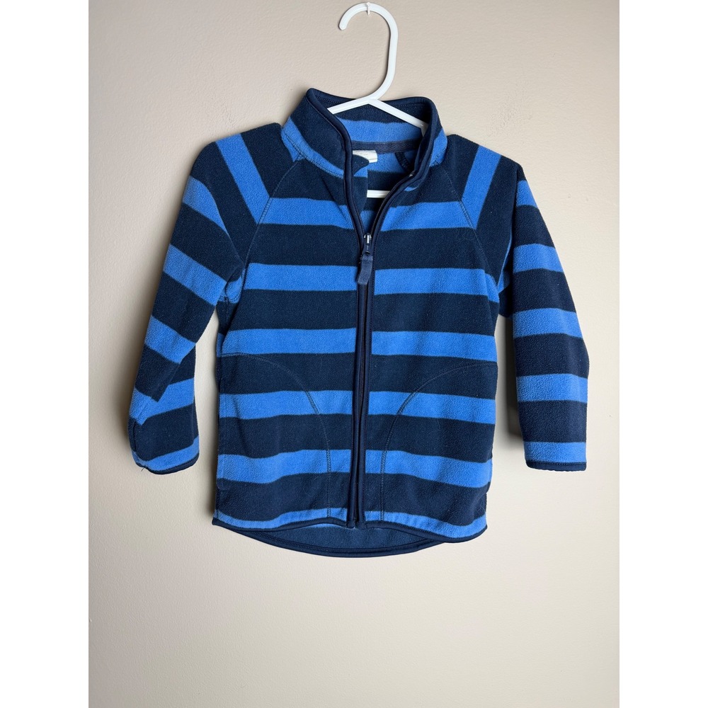 HM Kids Blue Striped Fleece Full Zip Jacket with Thumbholes Size 12-18M